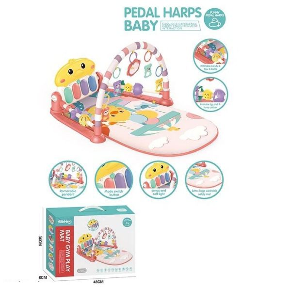 Дитячий Килимок (698-96) на батарейках, піаніно, брязкальця,  музика, підсвічування, обертові елементи, режими гри