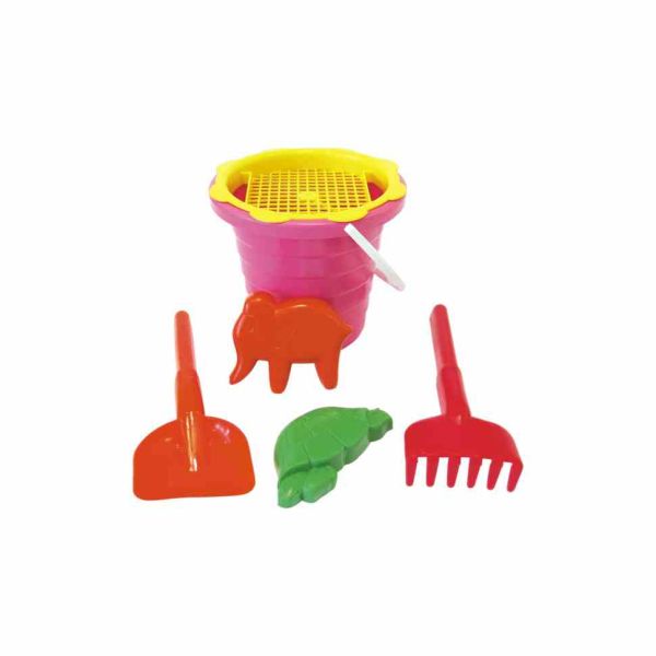 Пісочний набір "Великий" Mtoys S0004 лопатка, граблі та дві пасочки Рожевий