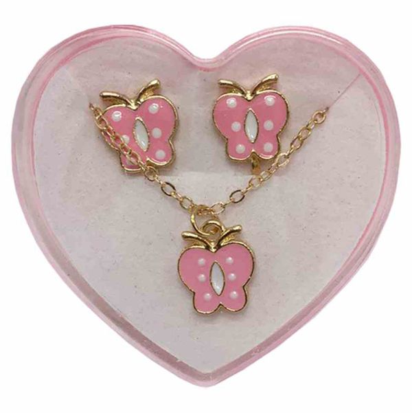 Біжутерія дитяча 2 в 1 "Рожеві Метелики"  B4318-2 сережки + підвіска