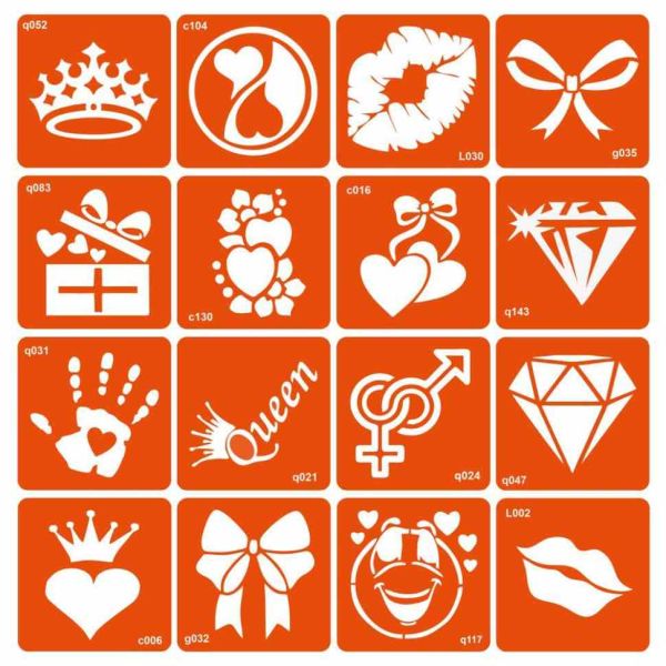 Набір трафаретів для біо-тату "Мікс для дівчаток №3" mix_for_girls_simple_3-16