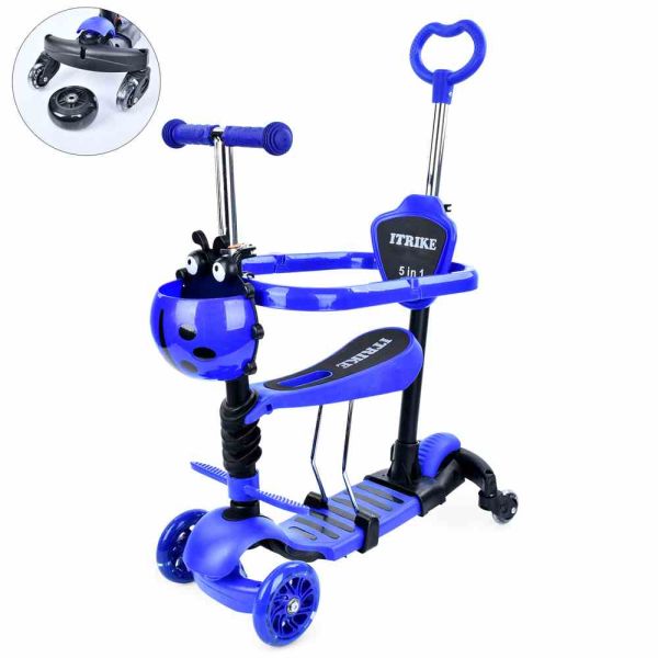 Самокат триколісний ITRIKE MAXI 5в1 (JR 3-101-DBL) синій