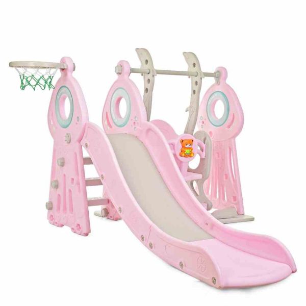 Дитяча гірка-гойдалка WM19011-8 пластик, з баскетбольним кільцем