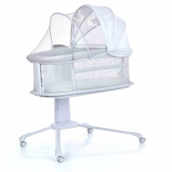 Дитяче ліжечко-люлька 3 в 1 Mastela 3328 приставна, музика, таймер, москітна сітка, білий