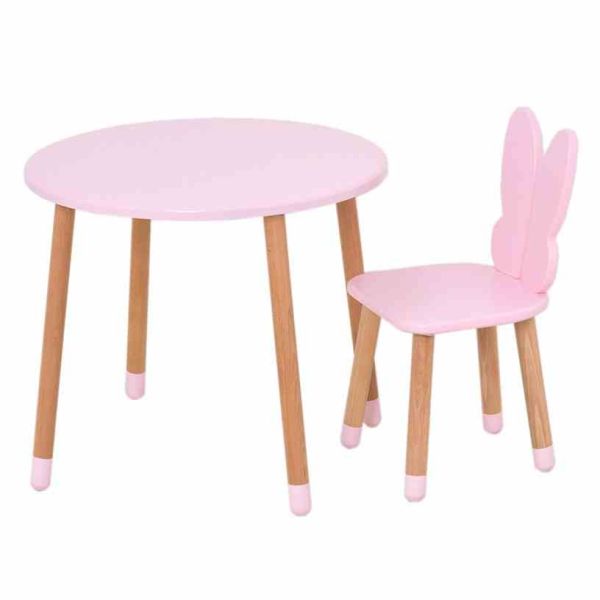 Столик зі стільцем "Метелик" 05-025R-ROUND круглий, рожевий