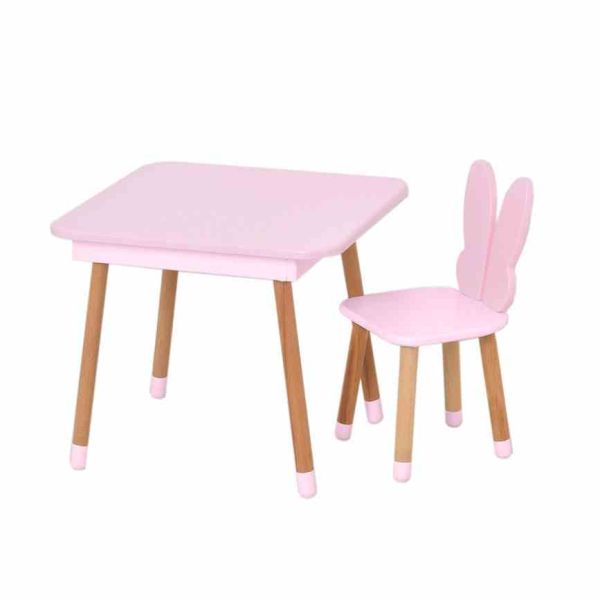 Столик зі стільцем "Метелик" 10-025R-BOX з ящиком, рожевий