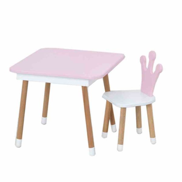 Столик зі стільцем "Корона" 06-025R-BOX з ящиком, рожево-білий