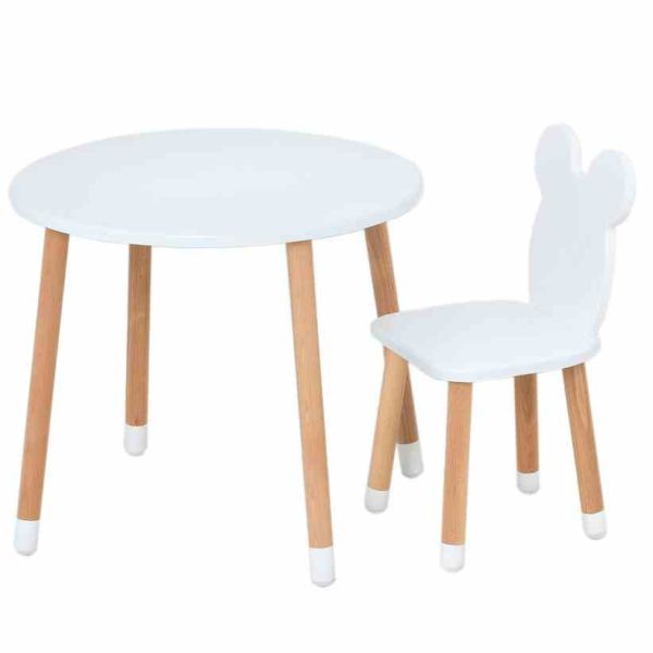Столик зі стільцем "Ведмедик" 07-025W-ROUND круглий, білий