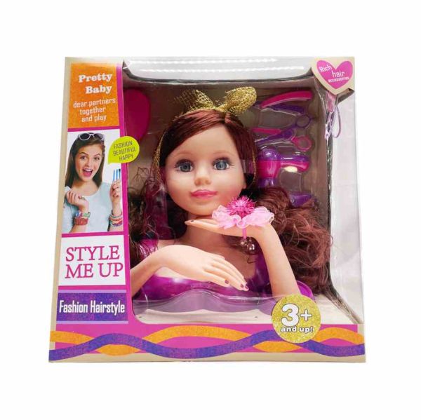 Лялька-манекен для зачісок 3393(Violet) фіолетовий, аксесуари для зачіски 30х28х7 см