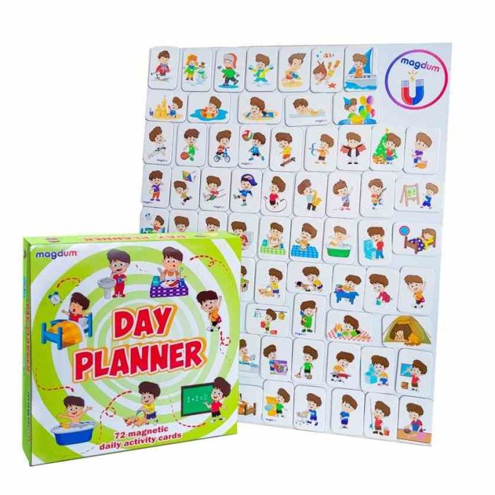 Дитячий розвиваючий набір магнітів "Розпорядок дня" ML4032-03, 72 магнітні фігурки