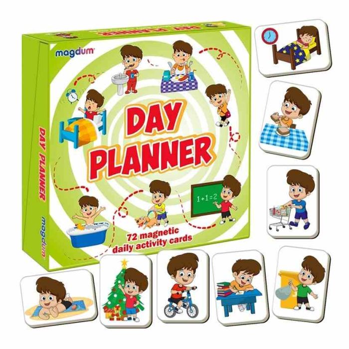 Дитячий розвиваючий набір магнітів "Розпорядок дня" ML4032-03, 72 магнітні фігурки