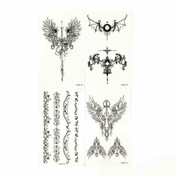 Набір тимчасових тату "Готика" black-tattoo-mini-set-gotic із 4 чорних по 9,5 х 5,5 см             