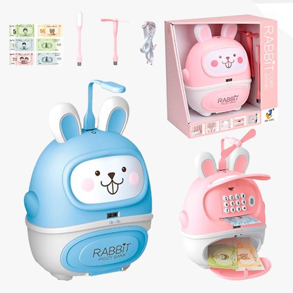 Сейф 8100/8100-1 (16) 2 кольори, озв. англ. мовою, годинник, музика, пісеньки, USB-лампа, USB-вентилятор, регульовані лямки, іграшкові гроші