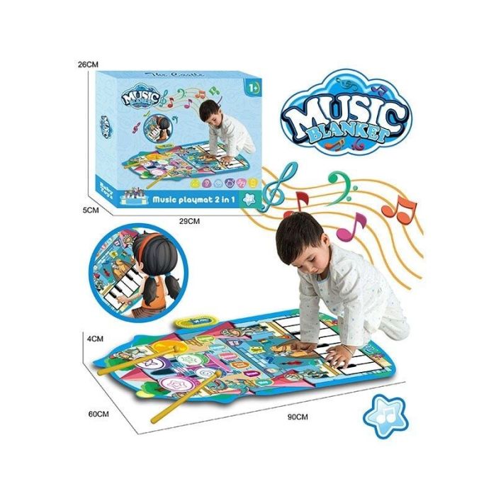 Дитячий Музичний килимок 2в1 (YYD-04) піаніно, барабани, музика, музичні інструменти, запис та відтворення