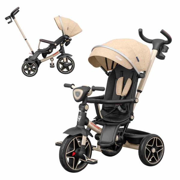 Дитячий триколісний Велосипед TILLY DYNAMIC (T-3810 BEIGE) поворотне сидіння, складне кермо