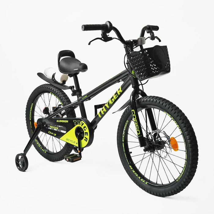 Дитячий двохколісний Велосипед CORSO "TAYGER" 20 дюймів (TG-20831) алюмінієва рама, дискові гальма, дод. колеса, дзвоник, бутилочка