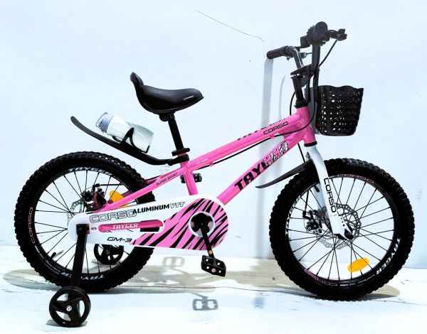 Дитячий двохколісний Велосипед 18 дюймів CORSO "TAYGER" (TG-25402) алюмінієва рама, дискові гальма, дод. колеса, дзвоник, бутилочка
