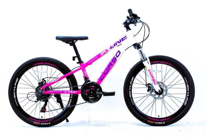 Велосипед Спортивний Corso «SKYLINE» 24 дюймів (SN-24748) рама алюмінієва 11’’, обладнання Shimano 21 швидкість