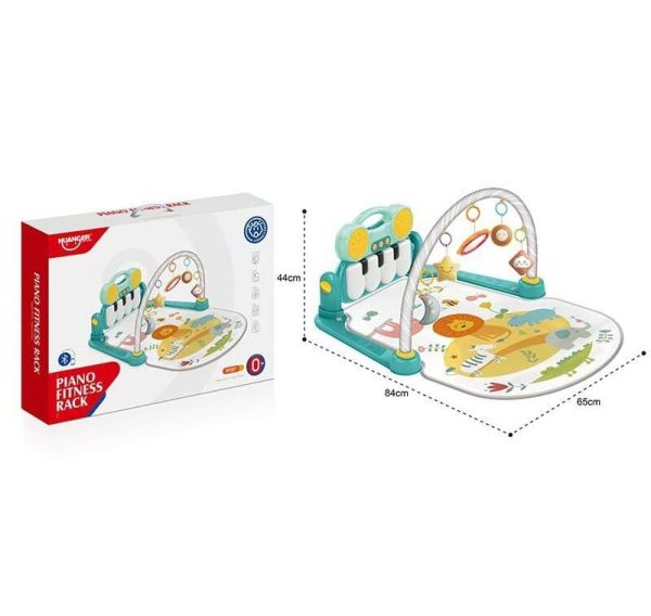 Дитячий Килимок (HE 0635) знімна панель, пискавки, підсвічування, Bluetooth, мелодії, 5 підвісок, люстерко, режими гучності, в коробці