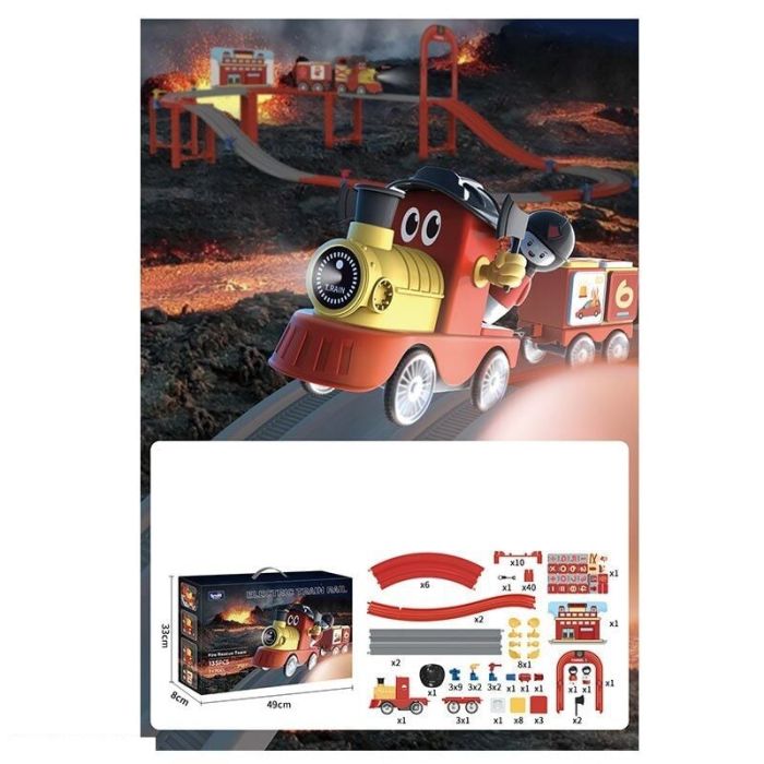 Залізниця 516 (12) 135 елементів, звуки, підсвічування, потяг, вагони, фігурки персонажів, муляжі оточення, в коробці