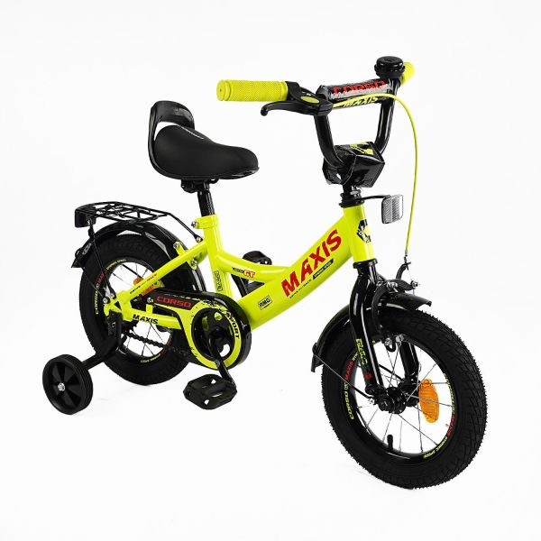 Велосипед 12" дюймів 2-х колісний "CORSO" MAXIS CL-12017 (1) ручне гальмо, дзвіночок, сидіння з ручкою, додаткові колеса, ЗІБРАНИЙ НА 75% у коробці