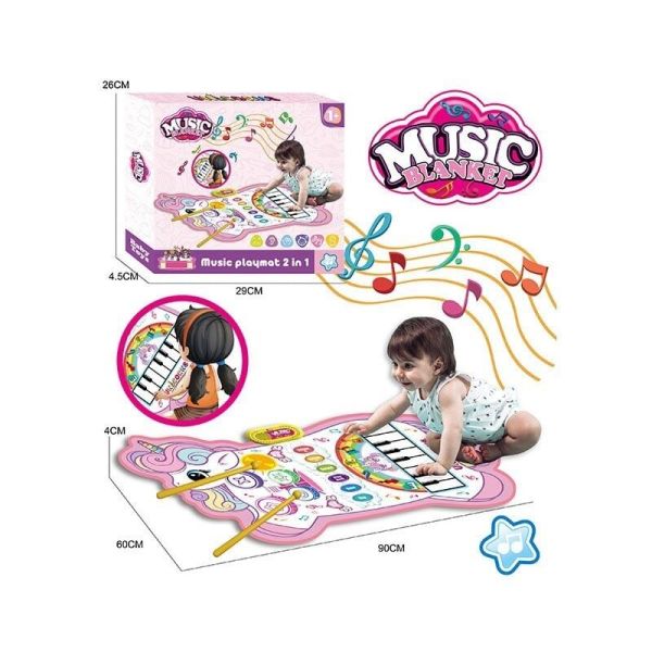 Дитячий Музичний килимок 2в1 (YYD-01) піаніно, барабани, музика, музичні інструменти, запис та відтворення