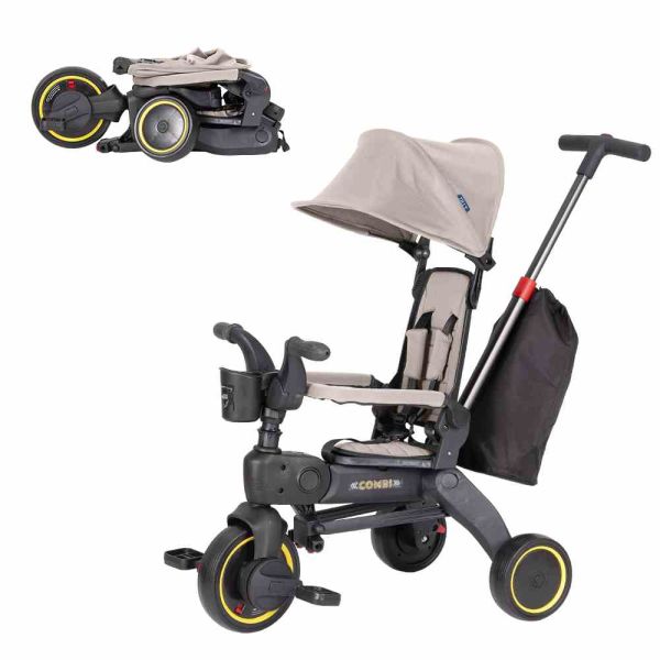 Дитячий триколісний Велосипед TILLY COMBI (T-392 BEIGE) знімна батьківська ручка