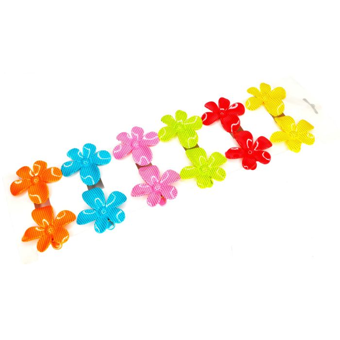 Дитячі затискачі для волосся "Яскраві квіточки в горошок" 0102-032-1, 12 шт