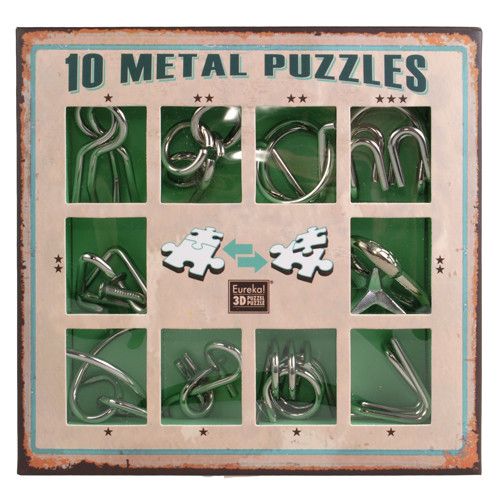 Набір головоломок Metall Puzzles green Eureka 3D Puzzle 473357, 10 головоломок