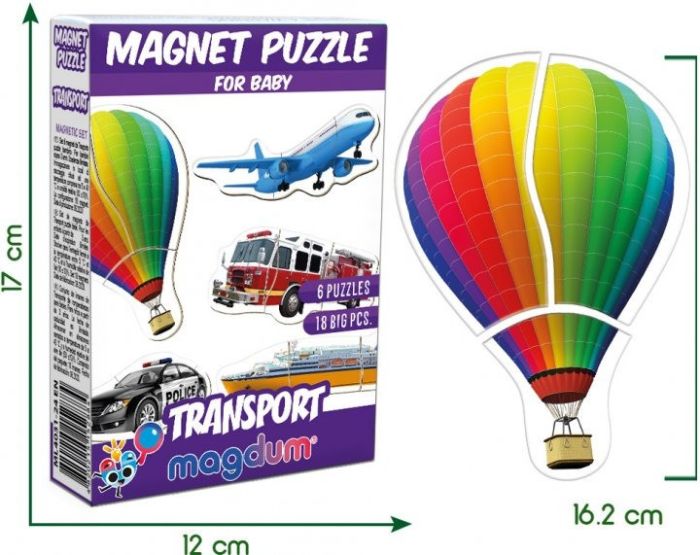 Набір магнітів Magdum Baby puzzle Транспорт ML4031-24 EN