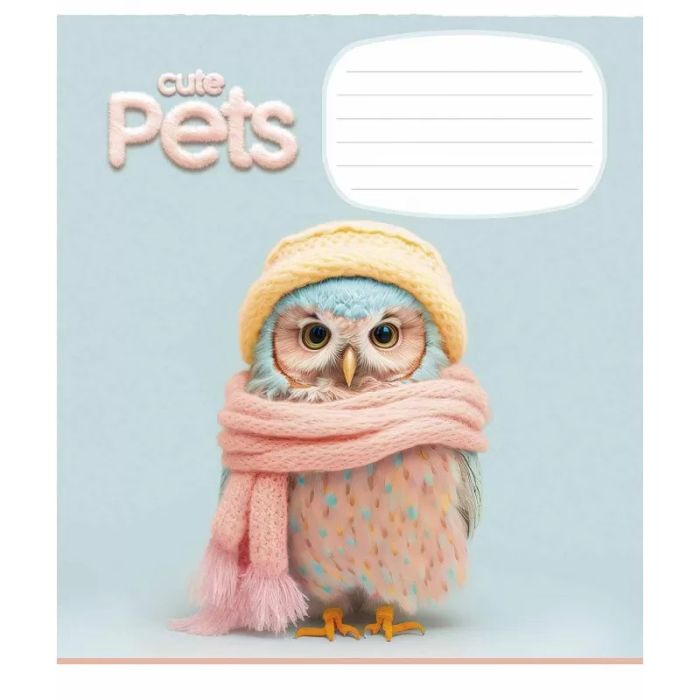 Зошит учнівський "Cute pets" 012-3253C-3 в косу лінію, 12 аркушів