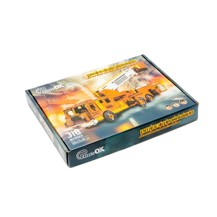 Дерев'яний 3D конструктор "Пожежна машина" Puz-00921, 318 деталей         