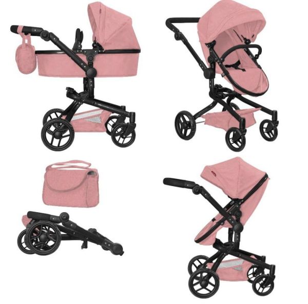 Коляска для ляльки 2в1 CARRELLO FORTUNA 9695 POWDER PINK з сумкою