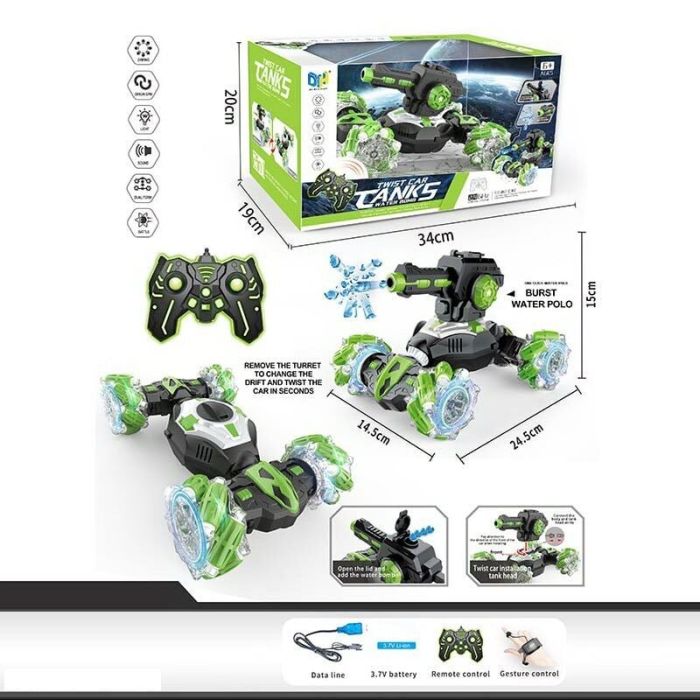 Танк на радіокеруванні (DH 666-18 B) акумулятор 3.7 V, пульт керування 2.4 Ghz, підсвічування, звуки, стріляє орбізами, роликові колеса