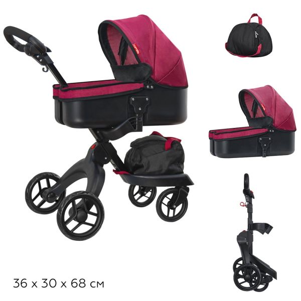 Коляска для ляльки Carrello Gloria 9631A Deep red з сумкою