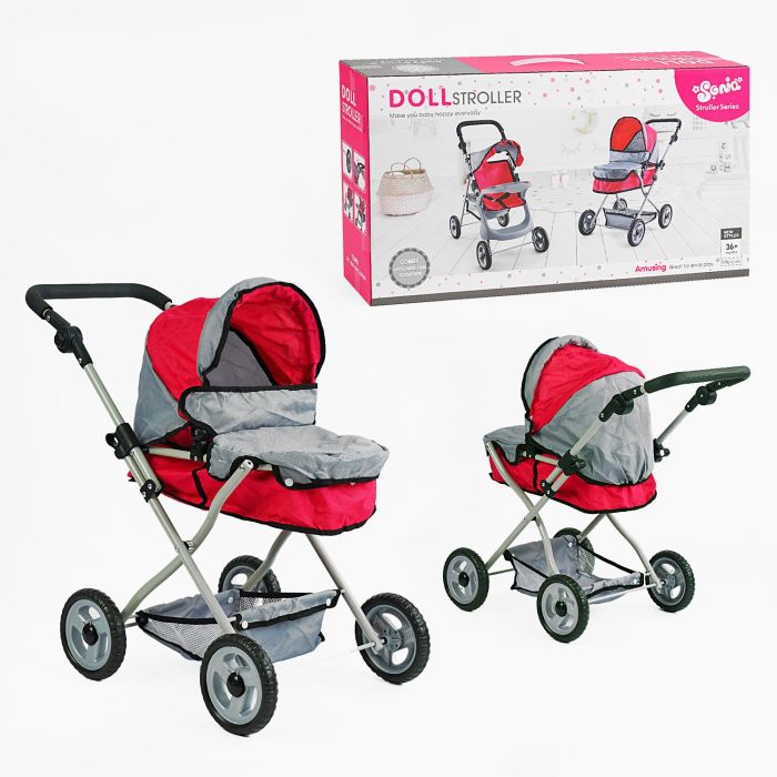 Візок для ляльки SO 6916-9 (6) металева основа, текстильний кошик, в коробці