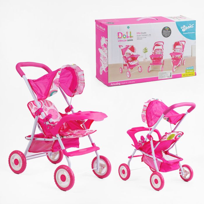 Візок для ляльок SO 6911 K (12) металева основа, додатковий кошик, складний каптур, в коробці