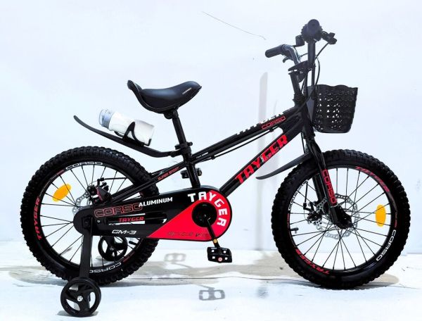 Дитячий двохколісний Велосипед 18 дюймів CORSO "TAYGER" (TG-78512) алюмінієва рама, дискові гальма, дод. колеса, дзвоник, бутилочка
