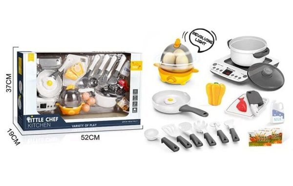 Плитка з посудкою BC 9013 (10) 18 елементів, звук, підсвічування, яйцеварка, настільна електрична плита, посуд, продукти, в коробці