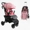 Дитяча прогулянкова Коляска JOY "Livvi" (LV-06341) рожева, футкавер, підсклянник, телескопічна ручка