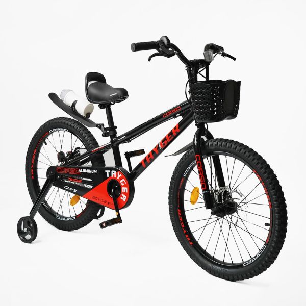 Дитячий двохколісний Велосипед CORSO "TAYGER" 20 дюймів (TG-82241) алюмінієва рама, дискові гальма, дод. колеса, дзвоник, бутилочка