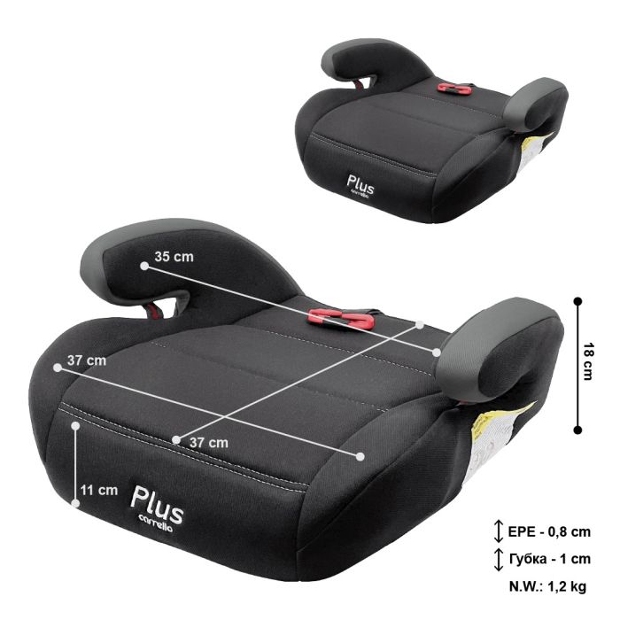 Дитяче Автокрісло-бустер CARRELLO Plus (CRL-16007 Storm Grey) + спрямовуючий ремінь 75см