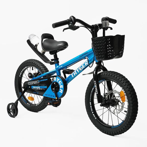 Дитячий двохколісний Велосипед CORSO "TAYGER" 16 дюймів (TG-40654) дод. колеса, дзвоник, бутилочка