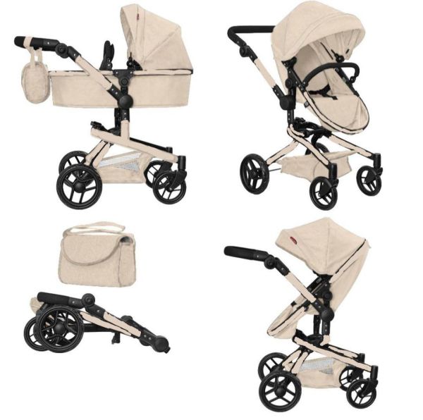 Коляска для ляльки 2в1 CARRELLO FORTUNA 9695 CREAM з сумкою