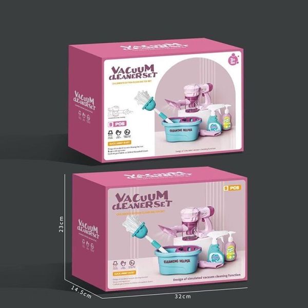Дитячий Набір для прибирання (688-6) пилосос на батарейках, відро, щітка, пляшечки для миючих засобів