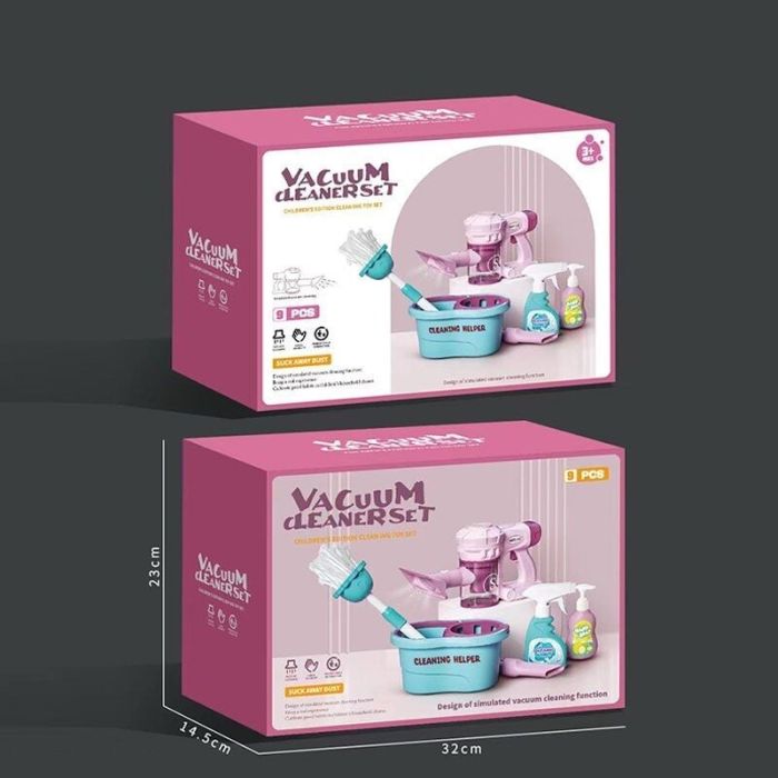 Дитячий Набір для прибирання (688-6) пилосос на батарейках, відро, щітка, пляшечки для миючих засобів