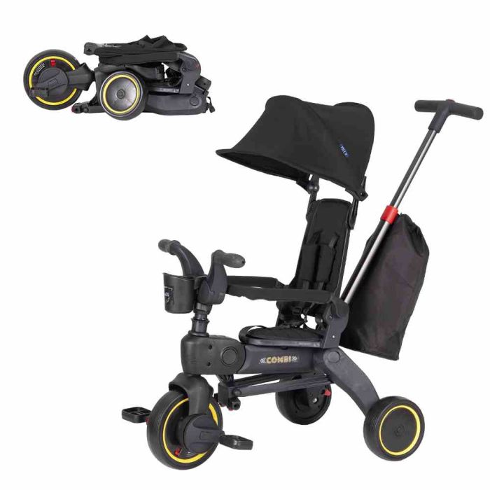 Дитячий триколісний Велосипед TILLY COMBI (T-392 BLACK) знімна батьківська ручка