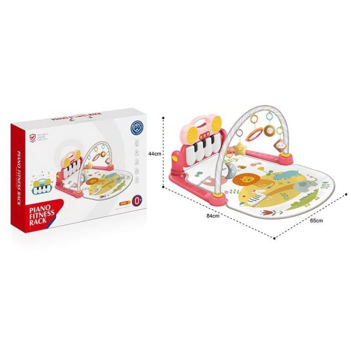 Дитячий Килимок (HE 0636) знімна панель, пискавки, підсвічування, Bluetooth, мелодії, 5 підвісок, люстерко, режими гучності