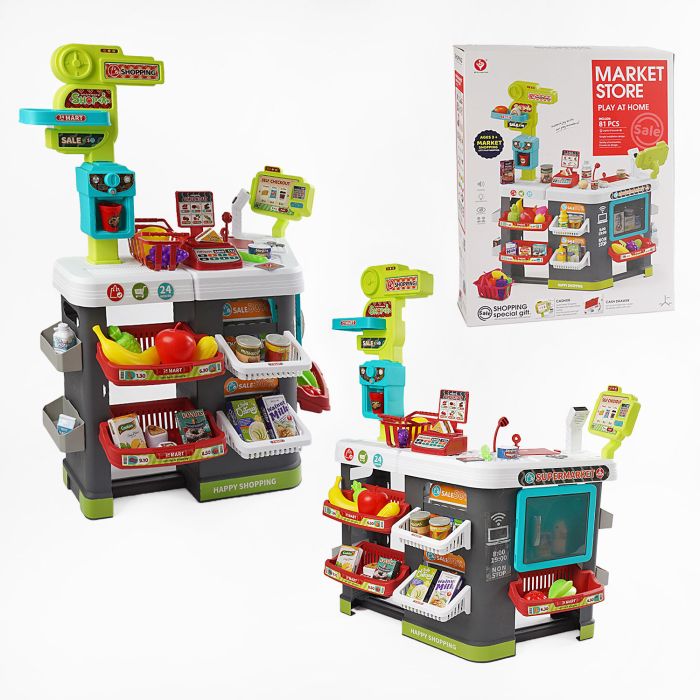 Супермаркет 922-202 (8) 81 деталь, світло, звук, термінал, сканер, ваги, продукти, кошик, розмір 69х38х87 см, в коробці