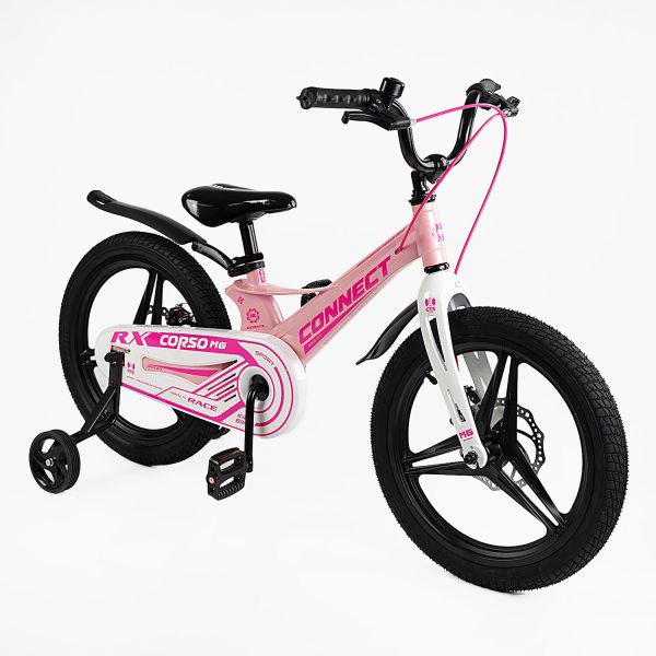 Велосипед 18" дюймів 2-х колісний Corso «CONNECT» MG-18248 (1) МАГНІЄВА РАМА, ЛИТІ ДИСКИ, ДИСКОВІ ГАЛЬМА, зібран на 75%