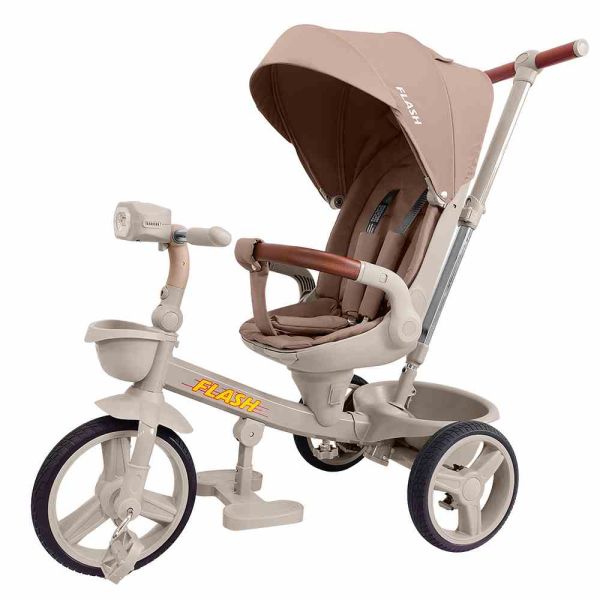 Дитячий Велосипед триколісний TILLY FLASH (T-3812 DARK BEIGE) складний руль